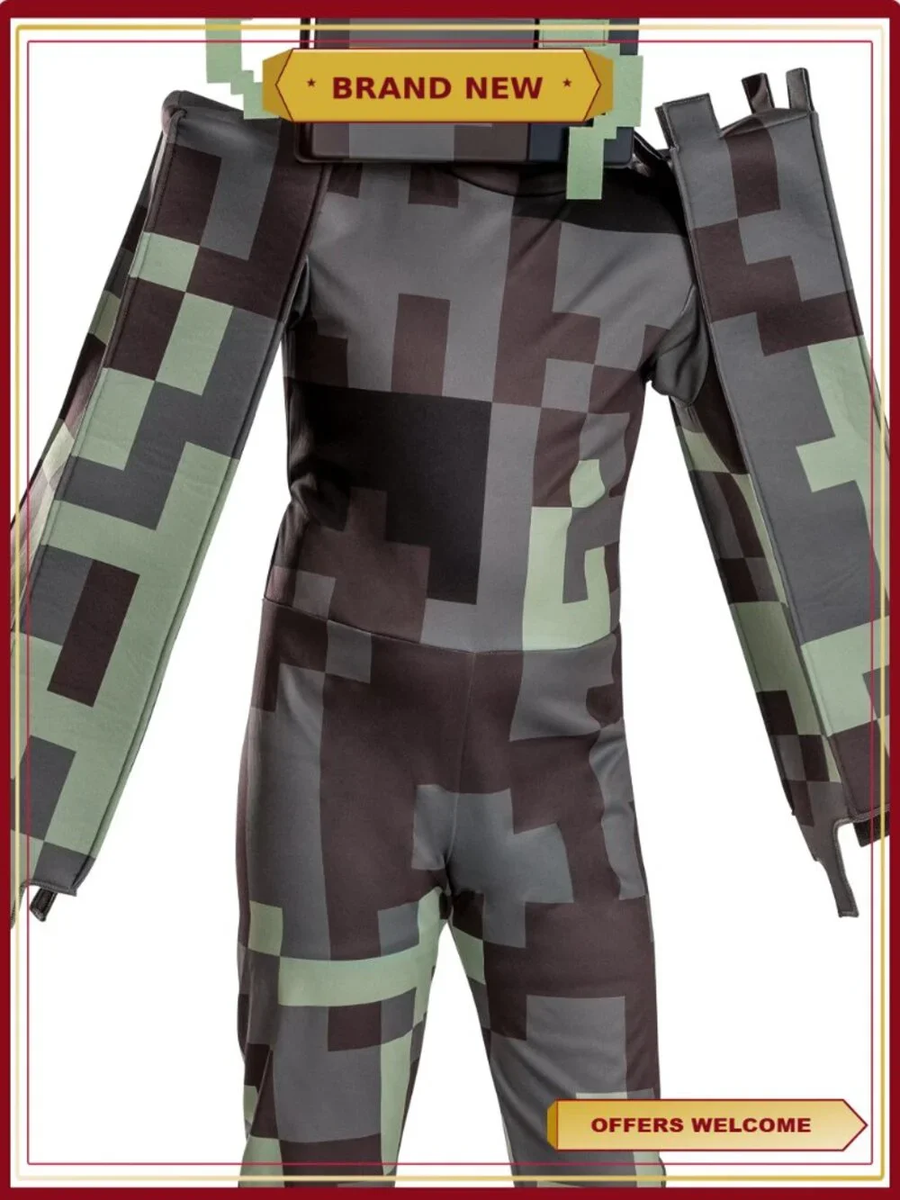 Minecraft Creaking Classic Halloween Costume Boys Size S Jumpsuit Mask